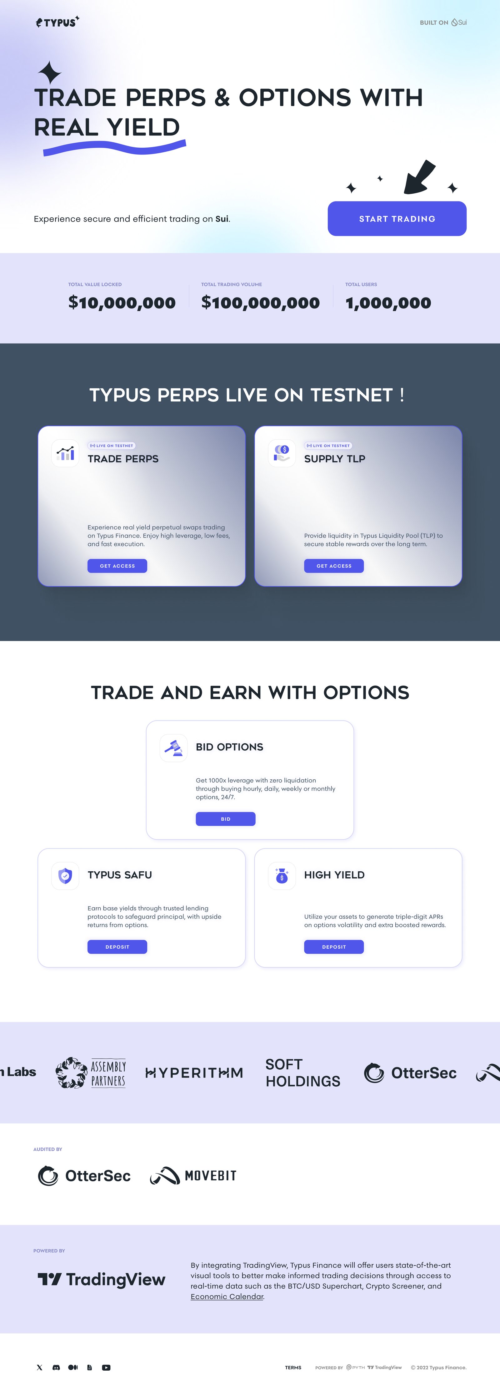 The shipped v1 landing page, with Typus products listed feature by feature.